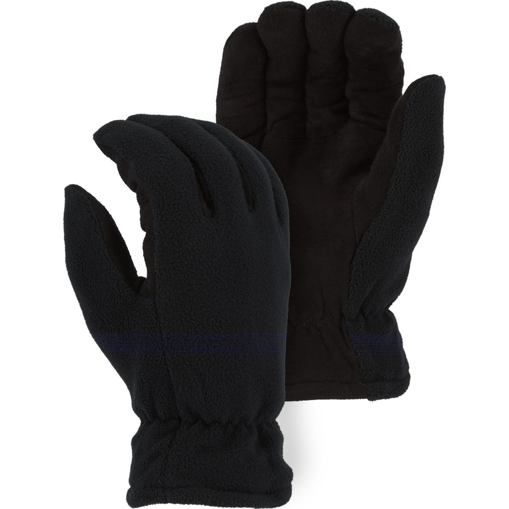Majestic 1668 Deerskin Heatlok Winter Lined, Fleece Back, Drivers Glove, Black (One Dozen)