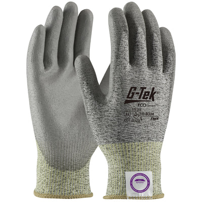 G-Tek 19-D320 Seamless Knit Dyneema® Phoenix Blended Glove with Polyurethane Coated Flat Grip on Pal