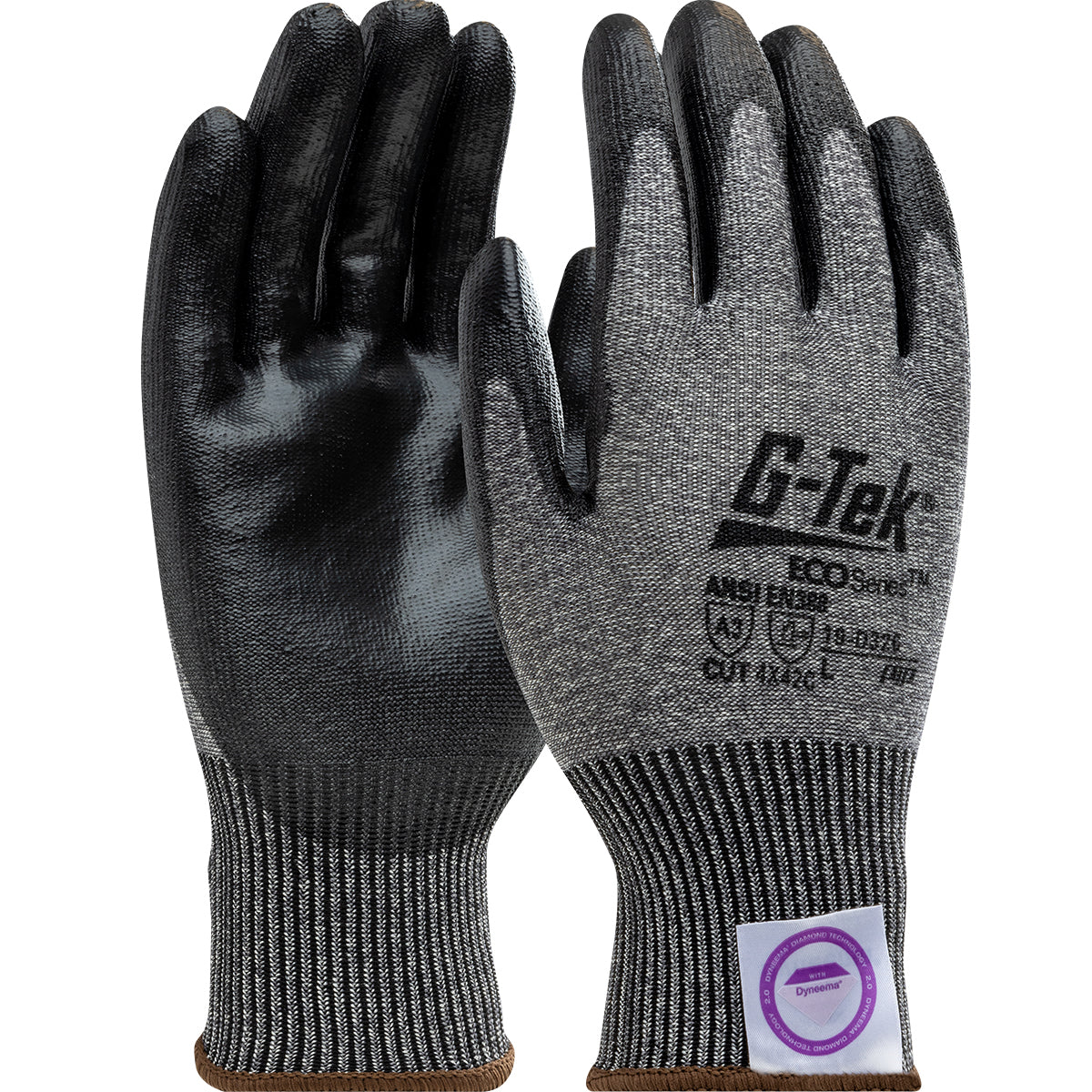G-Tek 19-D326 Seamless Knit Dyneema® Phoenix Blended Glove with Polyurethane Coated Flat Grip on Pal
