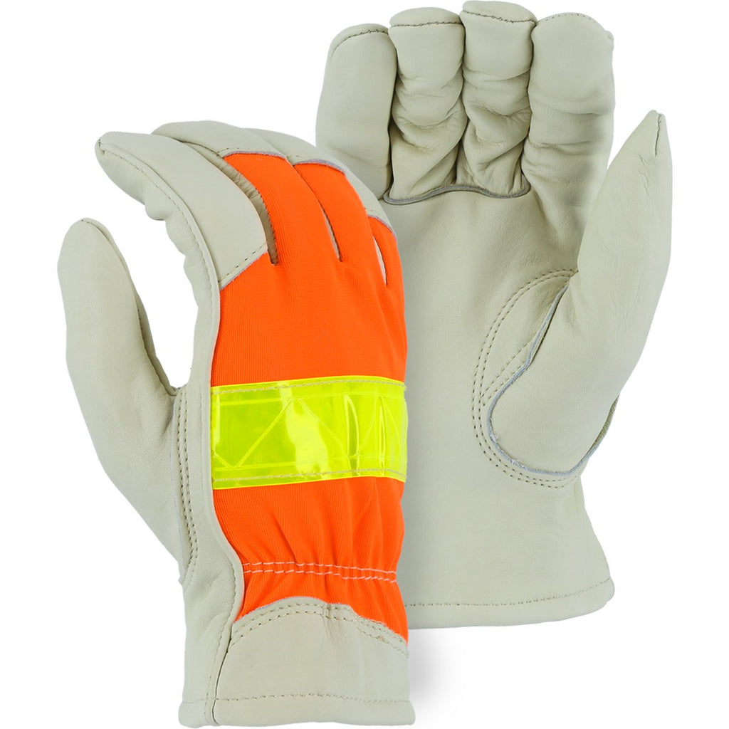 Majestic 1951 Thinsulate Winter Lined Cowhide Drivers Glove w/Hi Vis Back (One Dozen)
