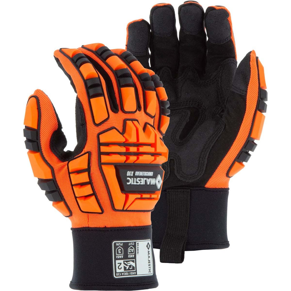 Majestic 21242HO Knucklehead X10 Armor Skin Mechanics Glove with Impact Protection (One dozen)
