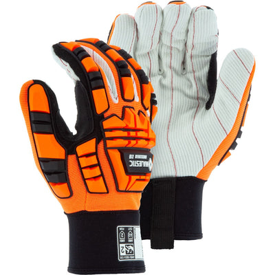 Majestic 21262HO Knucklehead Driller X10 Mechanics Glove with Cotton Palm and Impact Protection (One Dozen)