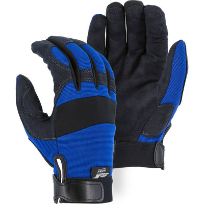 Majestic 2137BL Armor Skin Mechanics Glove with Blue Knit Back (One Dozen)