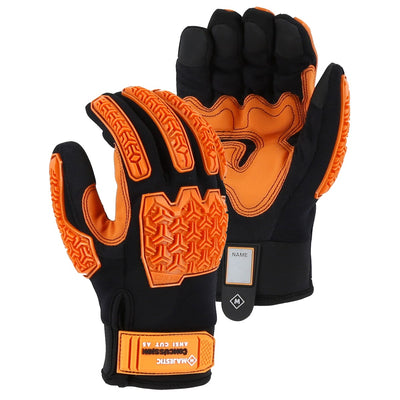 Majestic 21475BK Concussion Cut Resistant Mechanics Glove with D3O Impact Protection & Palm Padding A5 (One Dozen)