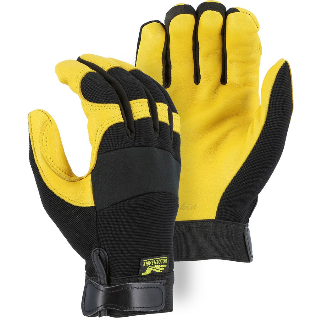 Majestic 2150 Golden Eagle Mechanics Glove with Deerskin Palm and Stretch Knit Back (One Dozen)