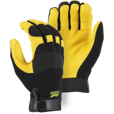 Majestic 2150 Golden Eagle Mechanics Glove with Deerskin Palm and Stretch Knit Back (One Dozen)