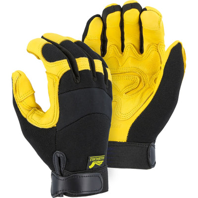 Majestic 2150DP Golden Eagle Mechanics Glove with Grain Deerskin Patched Palm and Knit Back (One Dozen)
