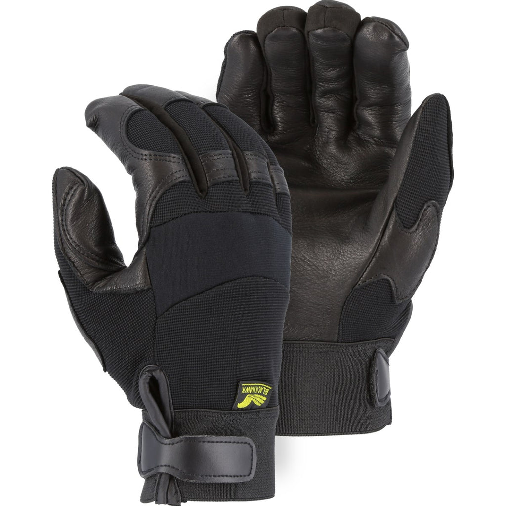 Majestic 2151H Winter Lined Black Hawk Mechanics Glove with Deerskin Palm and Knit Back (One Dozen)