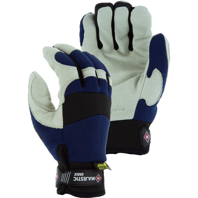 Majestic 2152TW Thinsulate Winter Lined Bald Eagle Mechanics Glove with Pigskin Palm and Knit Back (One Dozen)