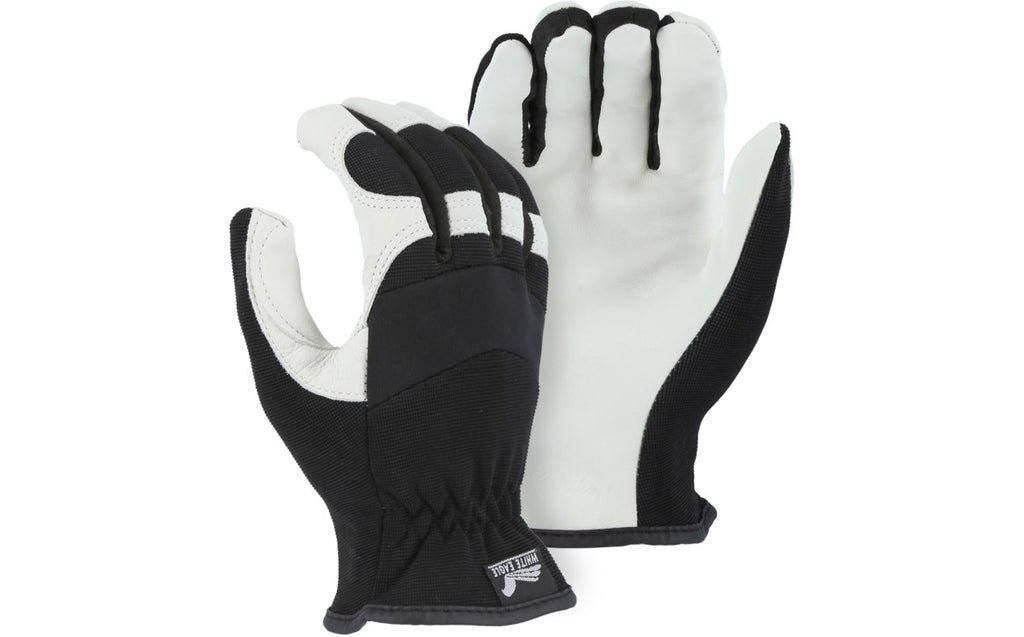 Majestic 2153D White Eagle Mechanics Glove with Grain Goatskin Palm and Knit Back (One Dozen)
