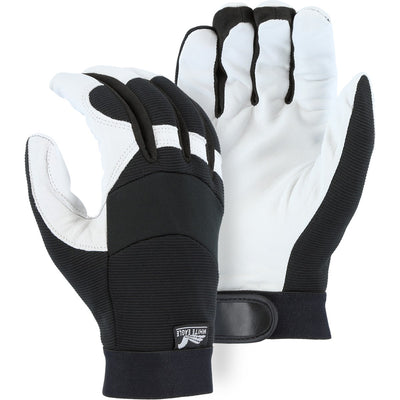 Majestic 2153T Thinsulate Winter Lined White Eagle Mechanics Glove with Grain Goatskin Palm and Knit Back (One Dozen)