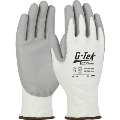 G-Tek 31-131R Seamless Knit Recycled Yarn / Spandex Blended Glove with Polyurethane Coated Flat Grip