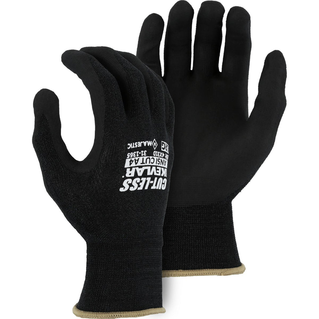 Majestic 31-1365 Cut-Less Kevlar Glove with Micro Foam Nitrile Palm, 18g, ANSI A4 (One Dozen)