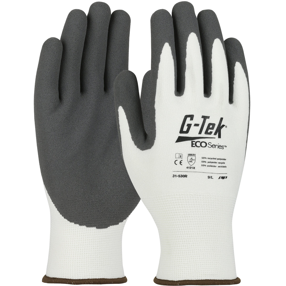 G-Tek 31-530R Seamless Knit Recycled Yarn / Spandex Blended Glove with Nitrile Coated MicroSurface G