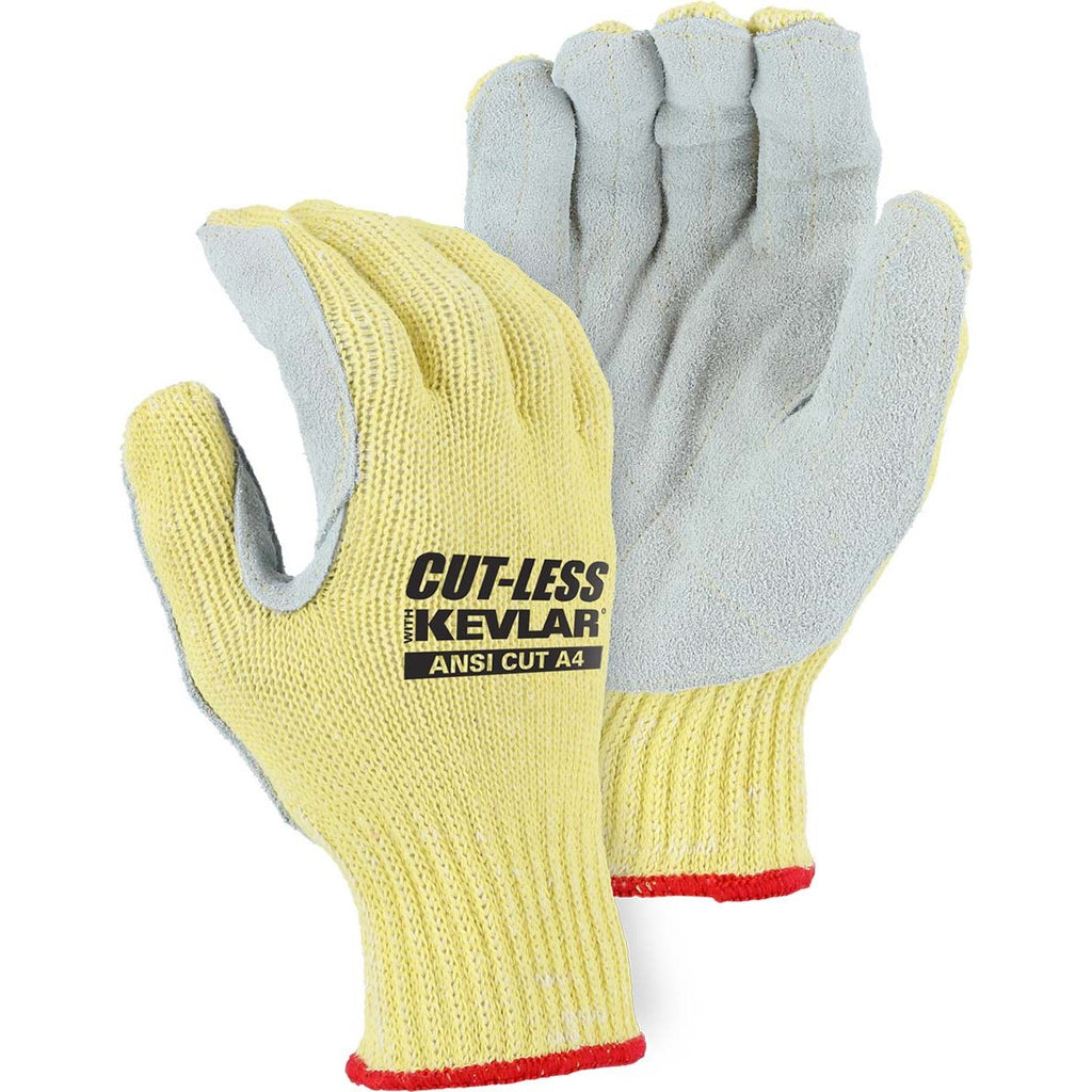 Majestic 3120 Cut-Less Kevlar Glove with Split Leather Palm, 7g, ANSI A4 (One Dozen)