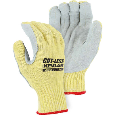 Majestic 3120 Cut-Less Kevlar Glove with Split Leather Palm, 7g, ANSI A4 (One Dozen)