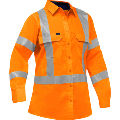 Bisley 313W6490X ANSI Type R Class 3 Women's Long Sleeve Work Shirt with X-Back
