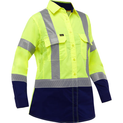 Bisley 313W6491H ANSI Type R Class 2 Women's Long Sleeve Work Shirt with Navy Bottom