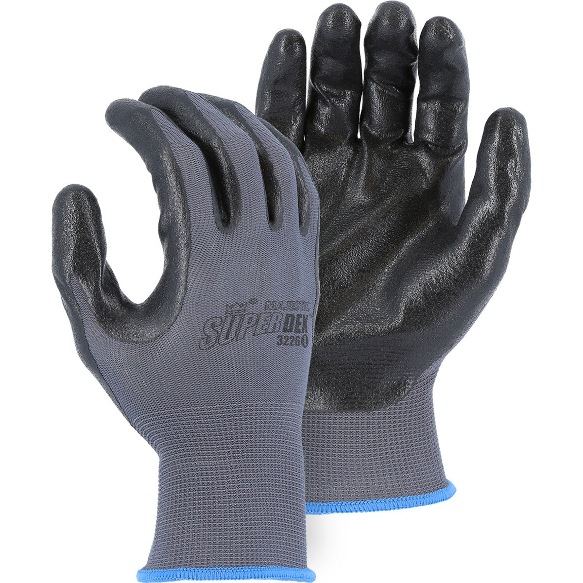 Majestic 3226 Foam Nitrile Palm Dipped Glove with two layer coating on Nylon Liner (One Dozen)
