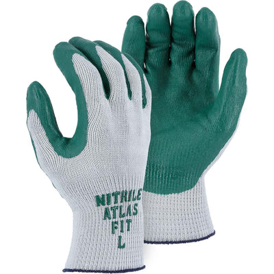 Majestic 3230 Atlas Green Nitrile Coated Glove on Seamless Knit Liner (One Dozen)