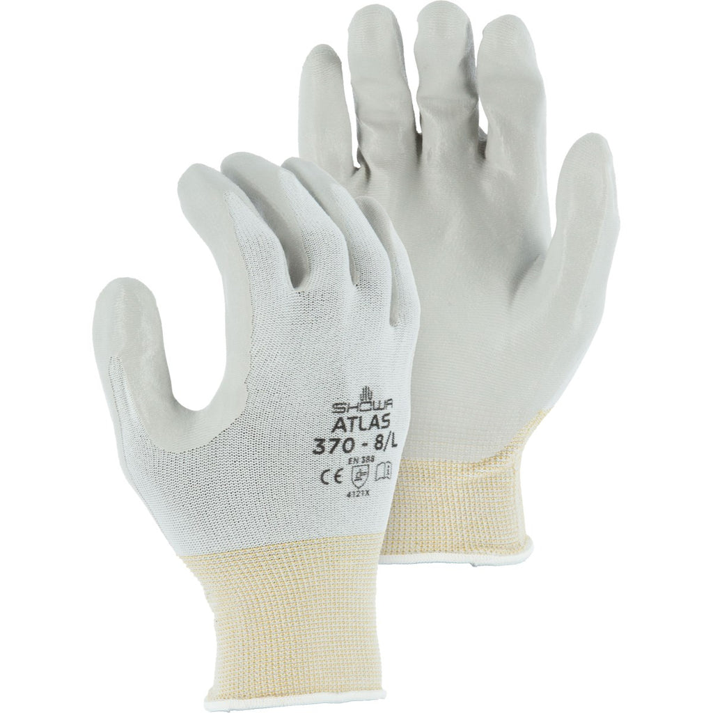 Majestic 3260 Atlas Gray Nitrile Palm Dipped Glove on White Nylon Liner (One Dozen)