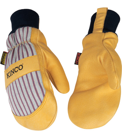Kinco 1927KWT Kids' Lined Premium Grain Pigskin Palm Mitt with Knit Wrist (3 Pair) - alternate view 2