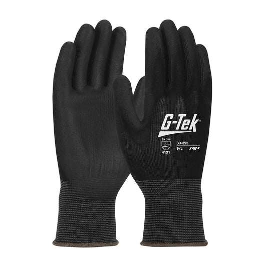 G-Tek 33-325 Heavy Weight Seamless Knit Nylon with Premium Thick Polyurethane Coated Flat Grip on Palm and Fingers Safety Glove(One Dozen)