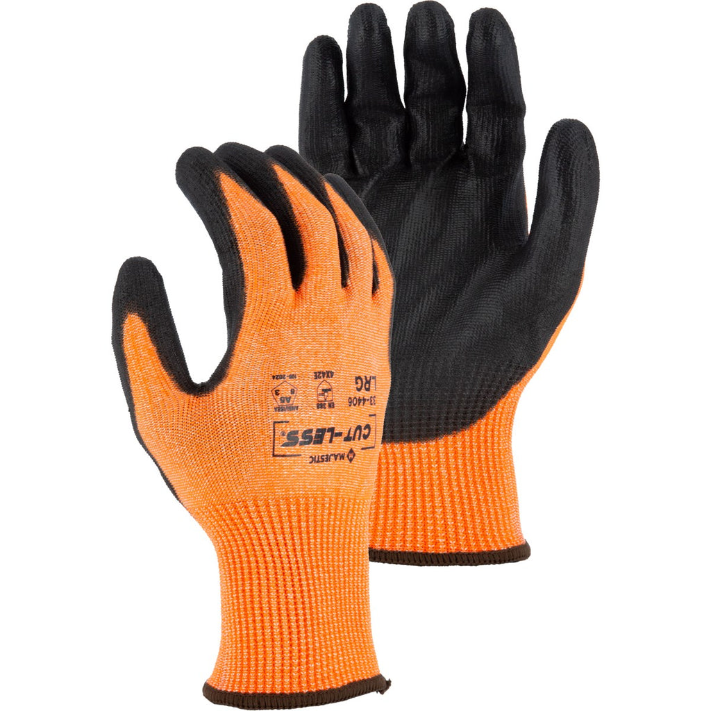 Majestic 33-4406 Cut-Less Korplex Glove with Polyurethane Palm, 13g, ANSI A5 (One Dozen)