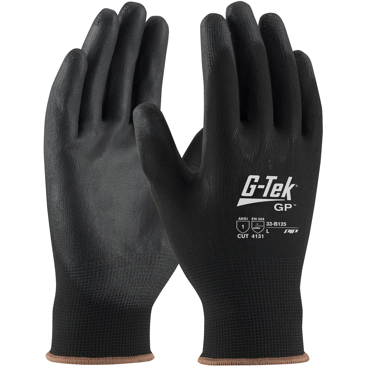 G-Tek 33-B125 Seamless Knit Nylon Blend with Polyurethane Coated Flat Grip on Palm and Fingers Safety Glove(One Dozen)