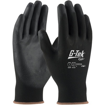 G-Tek 33-B125 Seamless Knit Nylon Blend with Polyurethane Coated Flat Grip on Palm and Fingers Safety Glove(One Dozen)