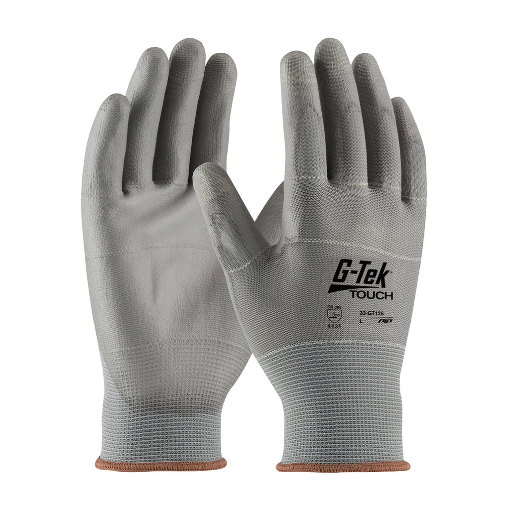 G-Tek Touch 33-GT125 Touchscreen Compatible Seamless Knit Nylon/Polyester Polyurethane Coated Flat Grip Glove (One Dozen)