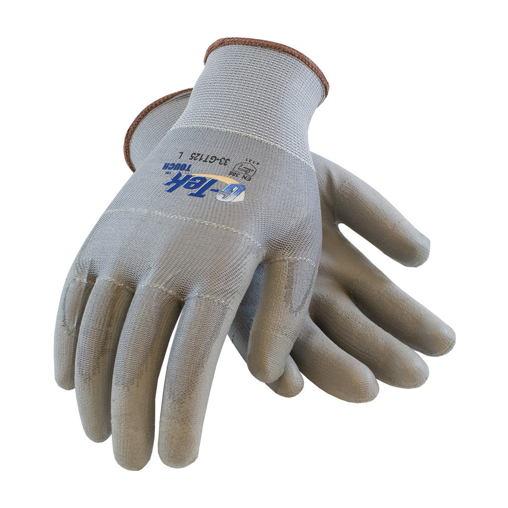 G-Tek Touch 33-GT125 Touchscreen Compatible Seamless Knit Nylon/Polyester Polyurethane Coated Flat Grip Glove (One Dozen)