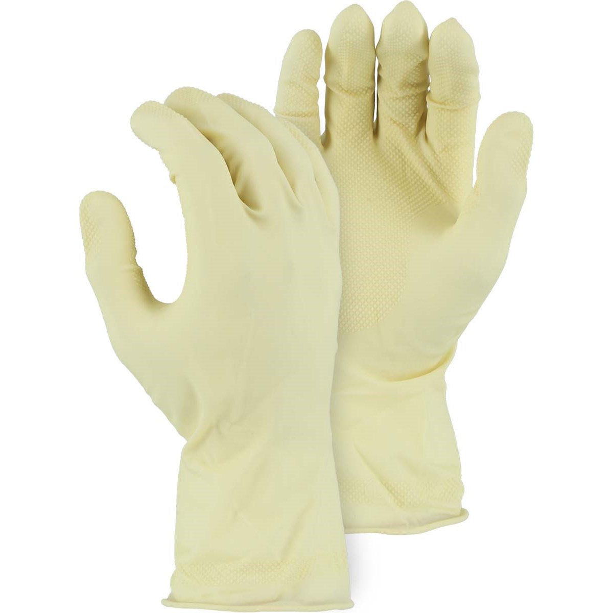 Majestic 3300IF Unlined 19 MIL Latex Glove with Rolled Cuff & Diamond Grip Pattern (One Dozen)