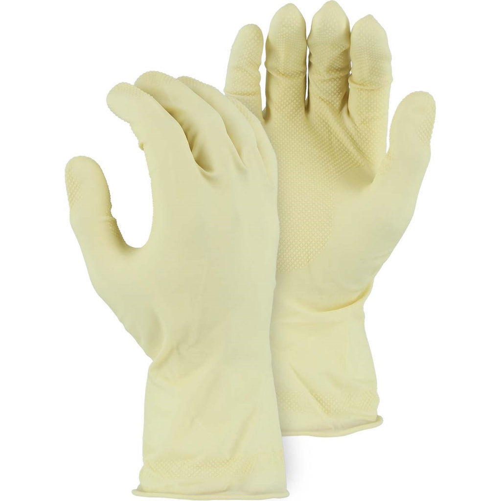 Majestic 3300IF Unlined 19 MIL Latex Glove with Rolled Cuff & Diamond Grip Pattern (One Dozen)