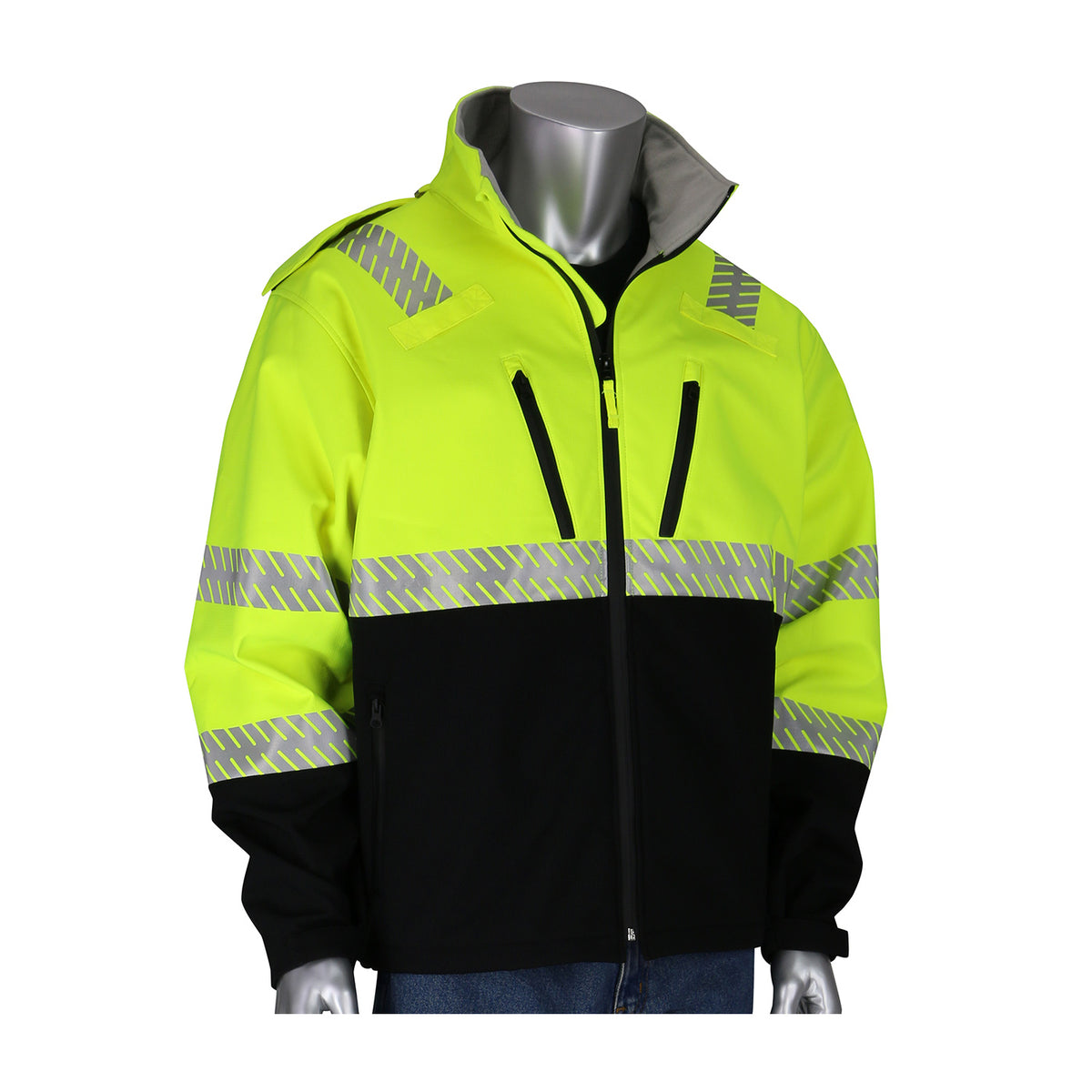 PIP 333-1550 ANSI Type R Class 3 Ripstop Softshell Black Bottom Jacket