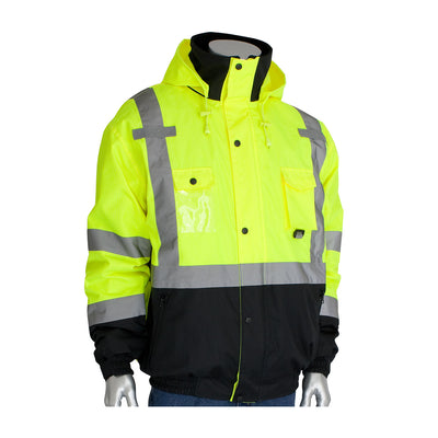 PIP 333-1770 ANSI Type R Class 3 Rip Stop Premium Plus Bomber Jacket with Zip-Out Fleece Liner and 