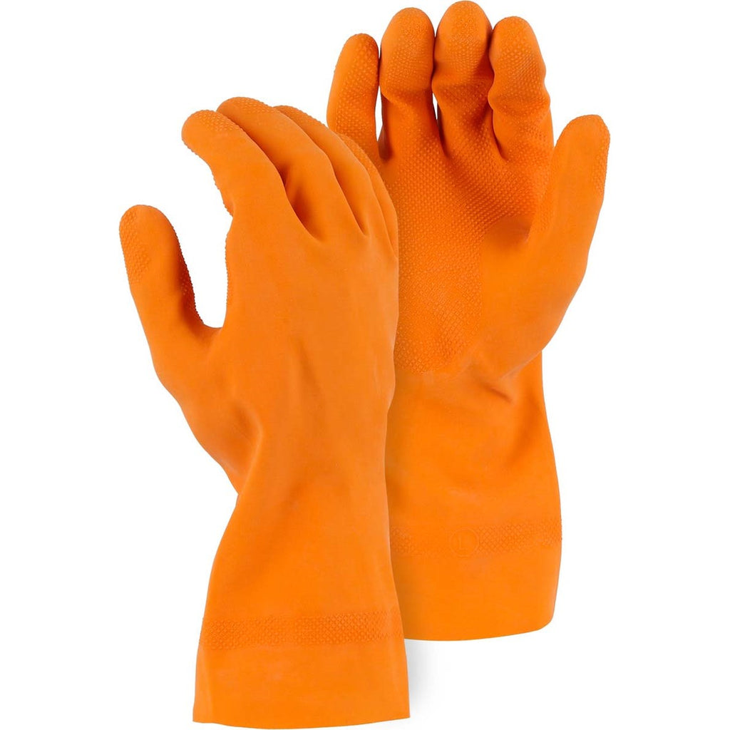 Majestic 3355 30 MIL Heavy Duty Flock Lined Latex Glove with Diamond Grip Pattern (One Dozen)
