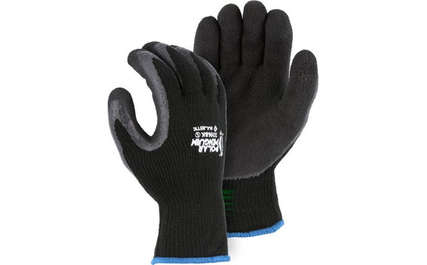 Majestic 3396BKT Polar Penguin Winter Lined Napped Terry with Foam Latex Dipped Palm, Retailed Tagged Glove (One Dozen)