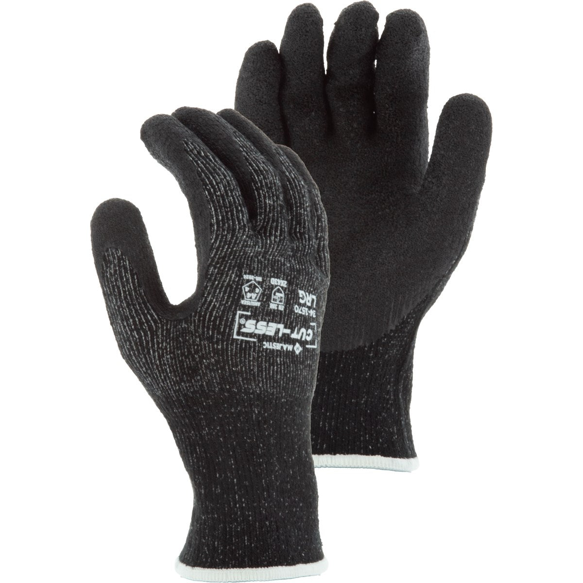 Majestic 34-1570 Cut-Less Glove with Crinkle Latex Palm, 10g, ANSI A4 (One Dozen)