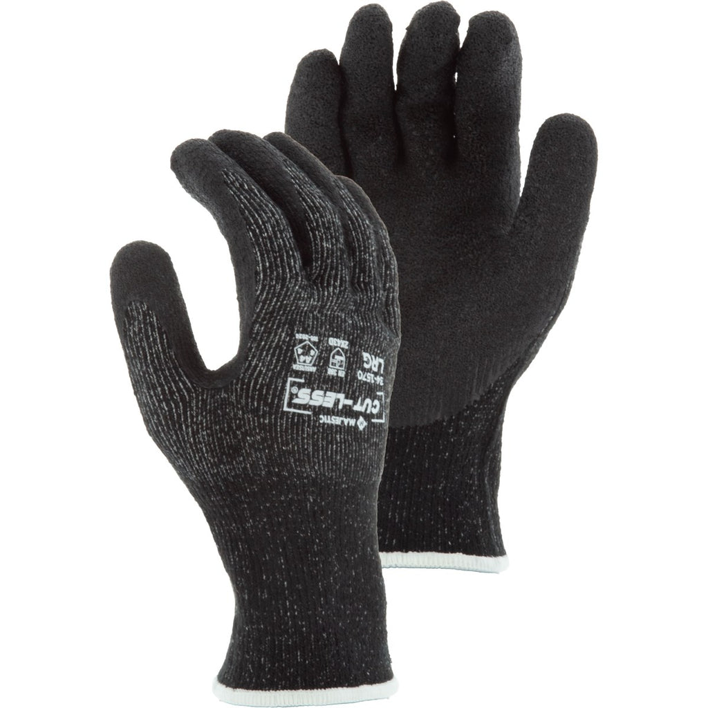 Majestic 34-1570 Cut-Less Glove with Crinkle Latex Palm, 10g, ANSI A4 (One Dozen)