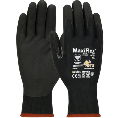 ATG 34-1743 Seamless Knit A4 DuPont™ Kevlar® Glove with Premium Nitrile Coated MicroFoam Grip on Pal