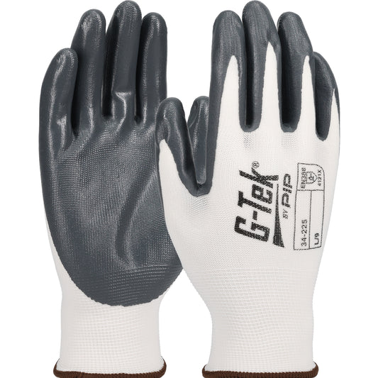 G-Tek 34-225 Economy Seamless Knit Nylon with Solid Nitrile Coated Smooth Grip on Palm and Fingers Glove (One Dozen)