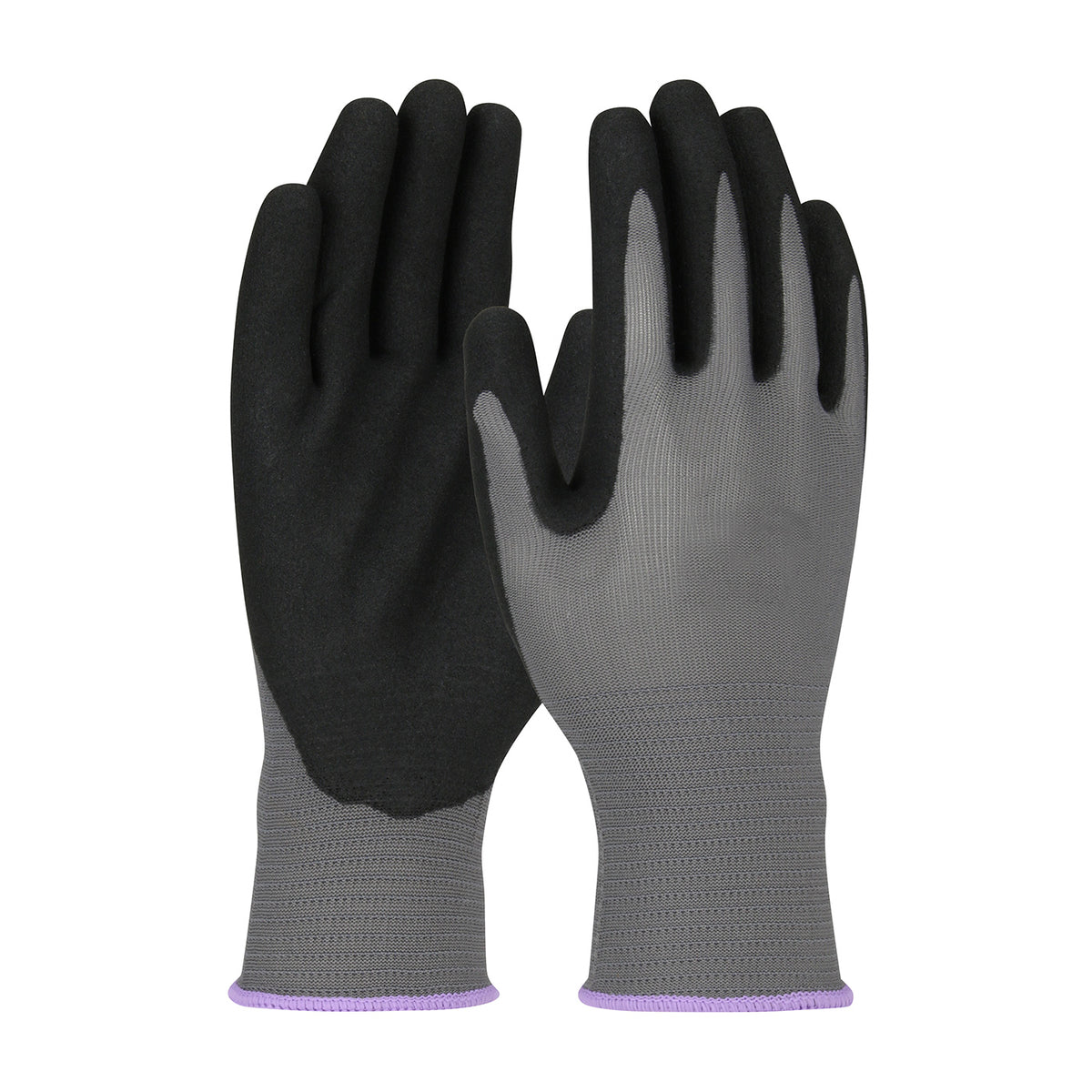 G-Tek 34-300 Seamless Knit Polyester Glove with Nitrile Coated MicroSurface Grip on Palm & Fingers (