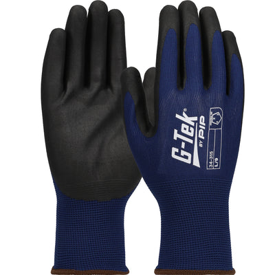 G-Tek 34-315 Seamless Knit Polyester with Nitrile Coated Foam Grip on Palm and Fingers 15 Gauge Safety Glove(One Dozen)