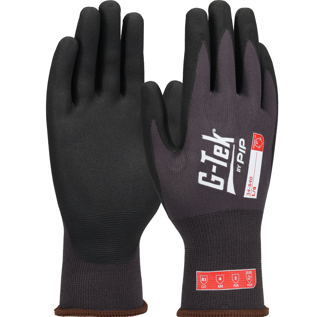 Gtek 34-840 Premium Seamless Knit Nylon Glove with Foam Nitrile Coating Touchscreen Safety Glove (One Dozen)