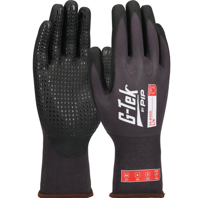 G-Tek 34-840D Premium Seamless Knit Nylon/Spandex Glove with Foam Nitrile Coating on Palm & Fingers 