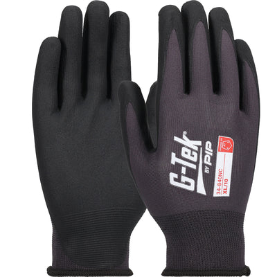 G-Tek 34-840NC Premium Seamless Knit Nylon/Spandex Short Cuff Glove with Foam Nitrile Coating on Pal