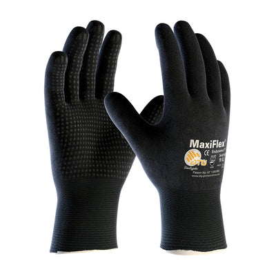 ATG 34-8745 Seamless Knit Nylon Glove with Nitrile Coated MicroFoam Grip on Full Glove - Micro Dot P