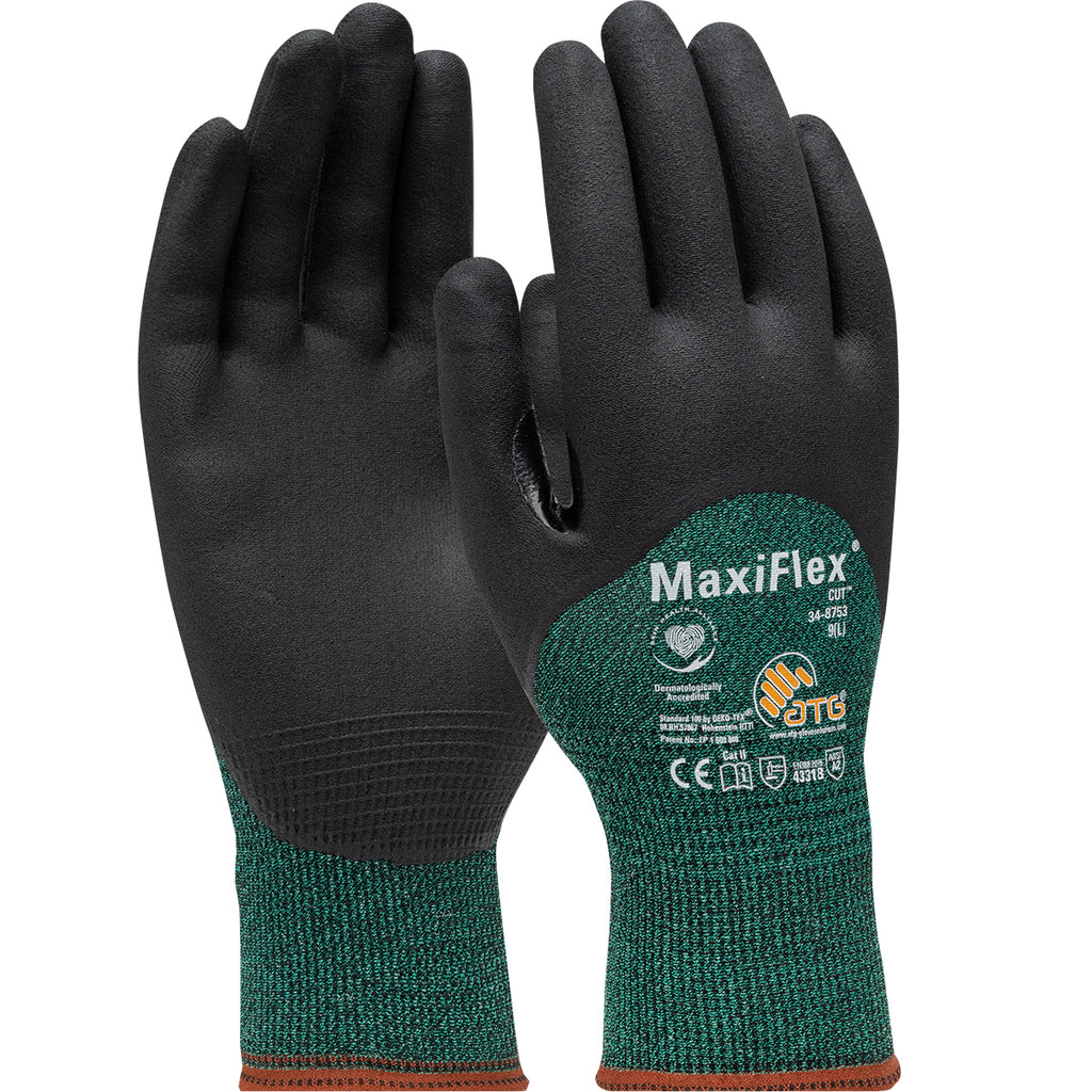 PIP 34-8753 MaxiFlex Cut Seamless Knit Engineered Yarn with Premium Nitrile Coated MicroFoam Grip Safety Glove (One Dozen)