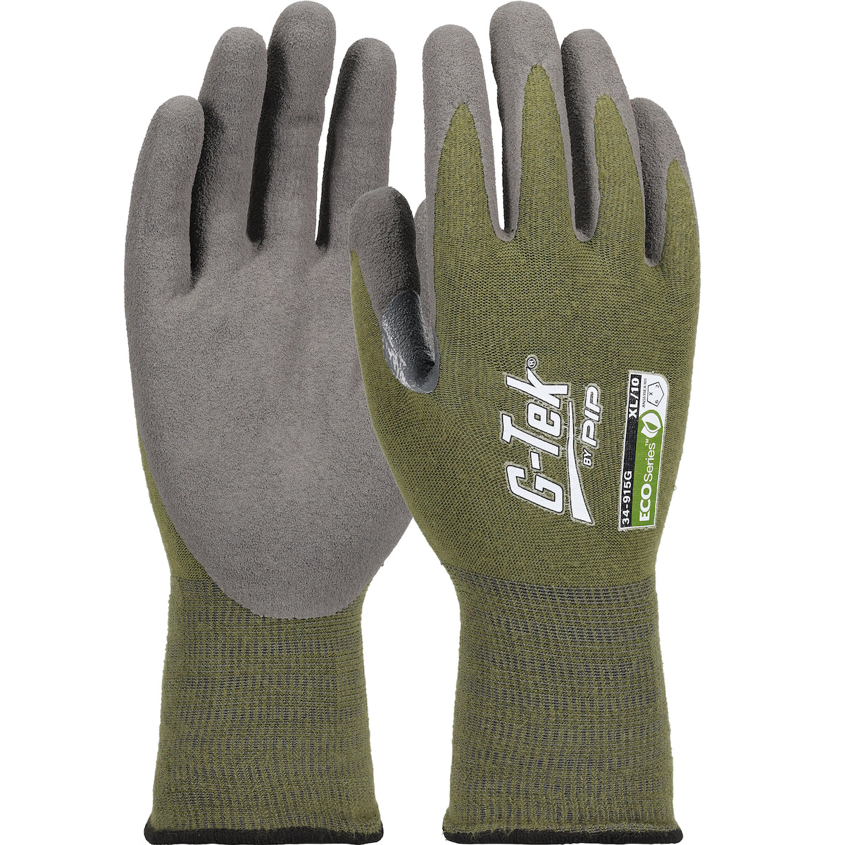 G-Tek 34-915G Seamless Knit Bio-Based Yarn / Lycra Blended Glove with Bio-XTC™ Coated Sandy Grip on 